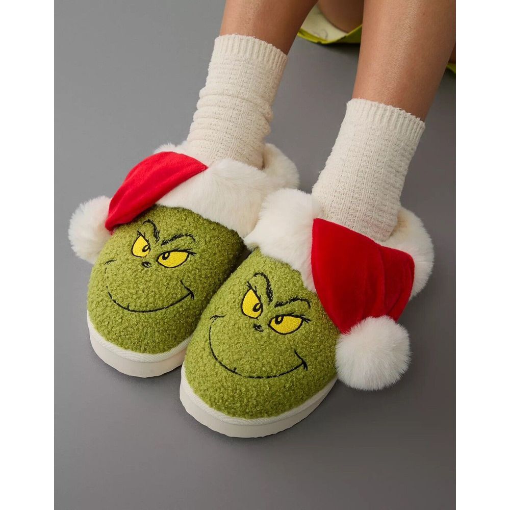 American Eagle‎ Grinch Scuff Slipper NWT Women's Size 8 Christmas Slip-On